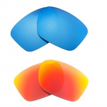 Walleva Fire Red + Ice Blue Polarized Replacement Lenses For Oakley Sliver (OO9262 Series) Sunglasses